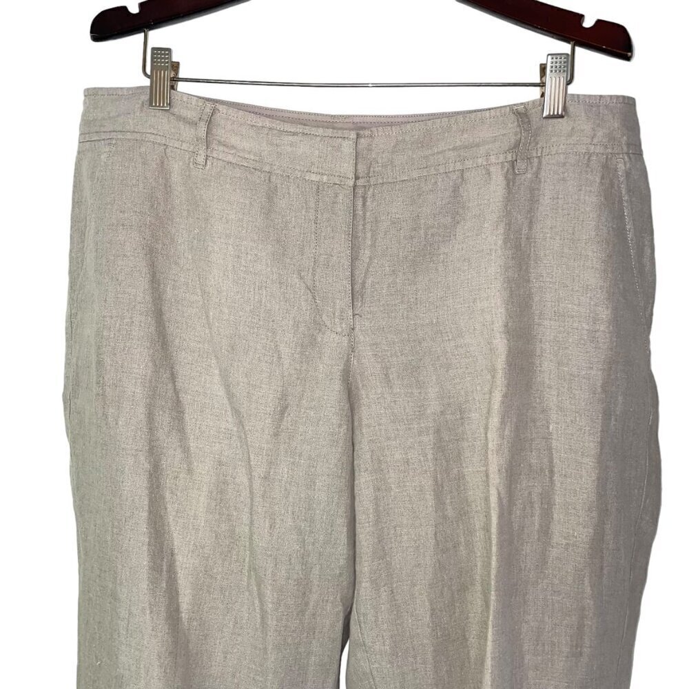 Eileen Fisher 100% organic linen wide-leg pants beige womens 16 - Picture 2 of 7
